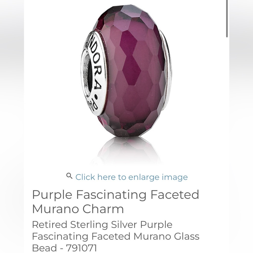 Pandora Purple Fascinating Faceted Murano Glass sterling silver Charm 🔮💍 - Picture 2 of 8